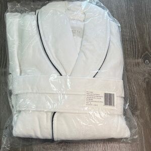 Frette 1860 Velour Luxurious White Robe with Black Accents exclusive.